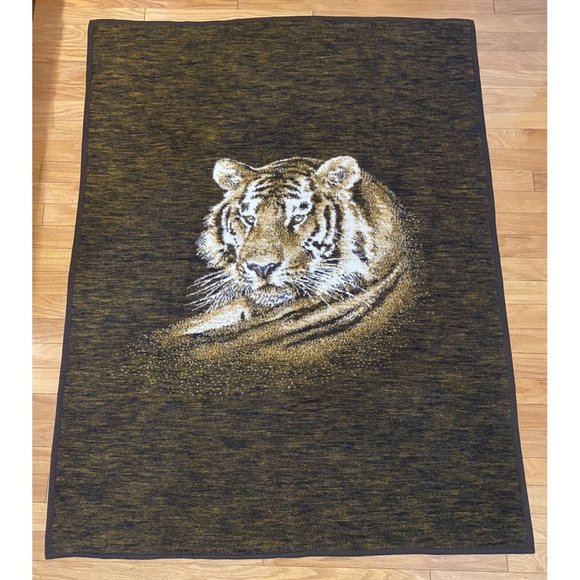 Biederlack Bedding Vintage Biederlack Tiger Blanket 69x 54brown